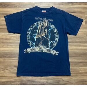 Vintage Disney Twilight Zone Tower of Terror T-Shirt Navy Blue Men Sz Large USA
